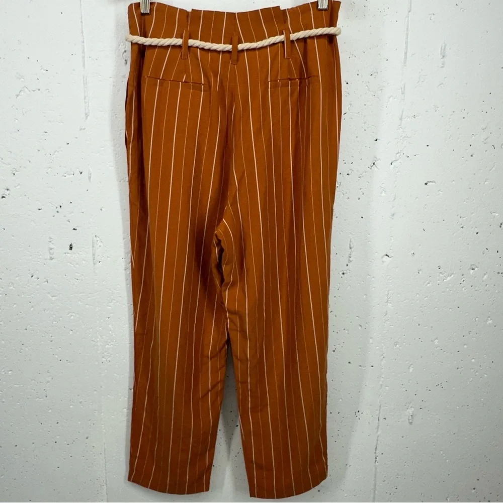ASTR The Label size Medium Neo Rust High Waist Pleated Pinstripe Crop Pants